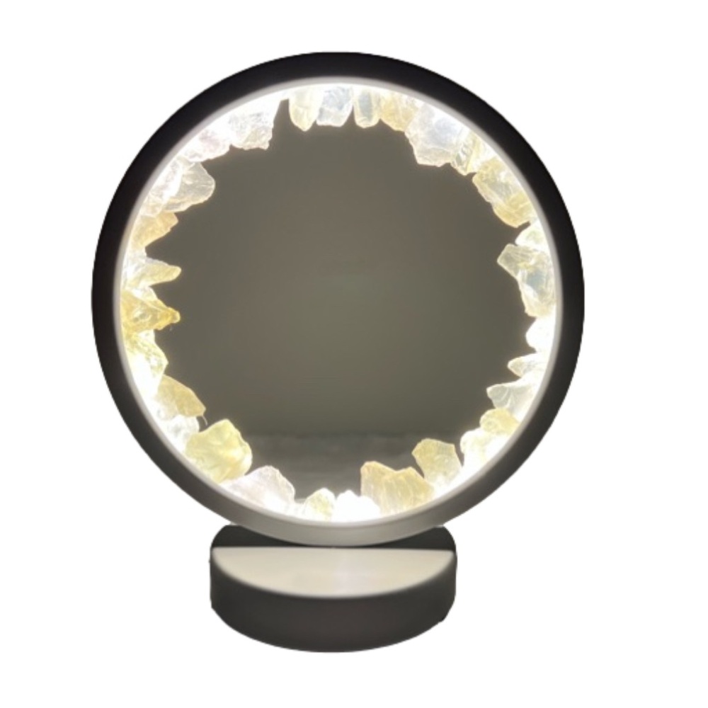 Citrine Circle Rough Gemstone Lamp Warm Color Light